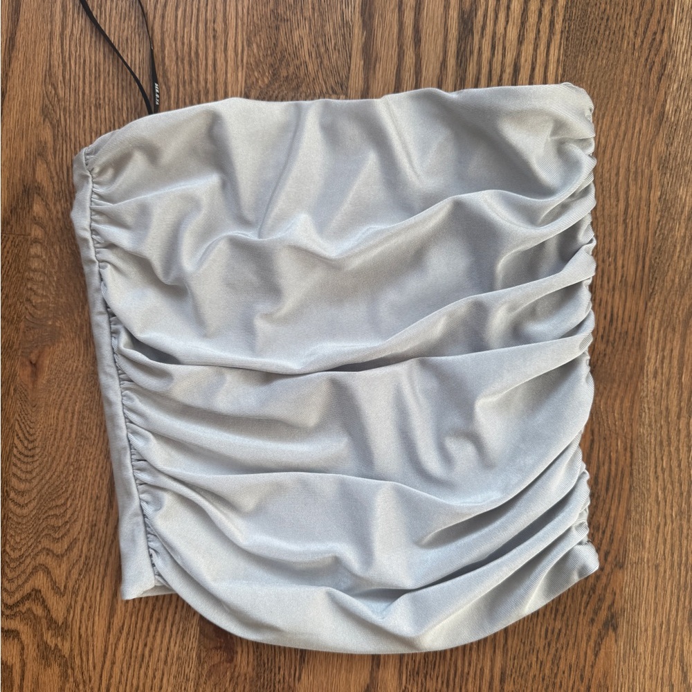SER.O.YA Silver Satin Top